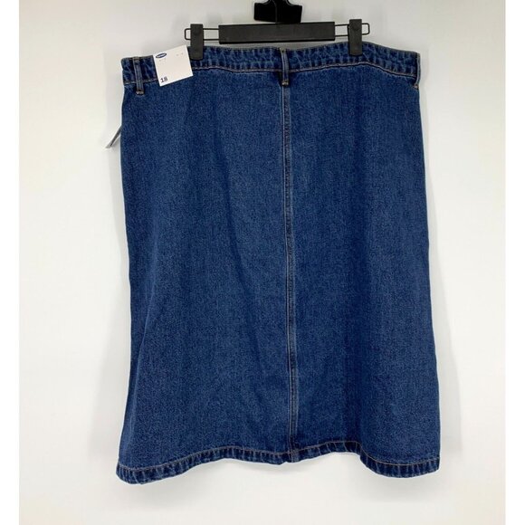 Old Navy Denim Skirt Button Front Midi Blue Jean High Waist NWT - Picture 8 of 13